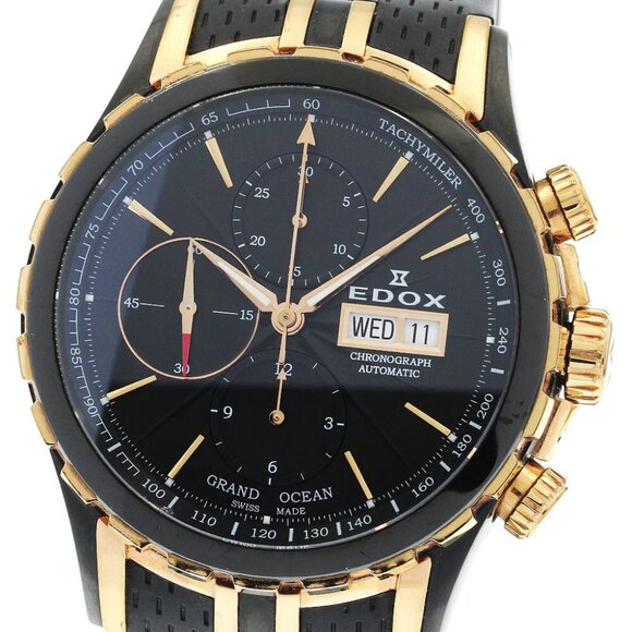 EDOX Grand Ocean Chronograph day date black Dial Automatic Men's - Picture 1 of 7